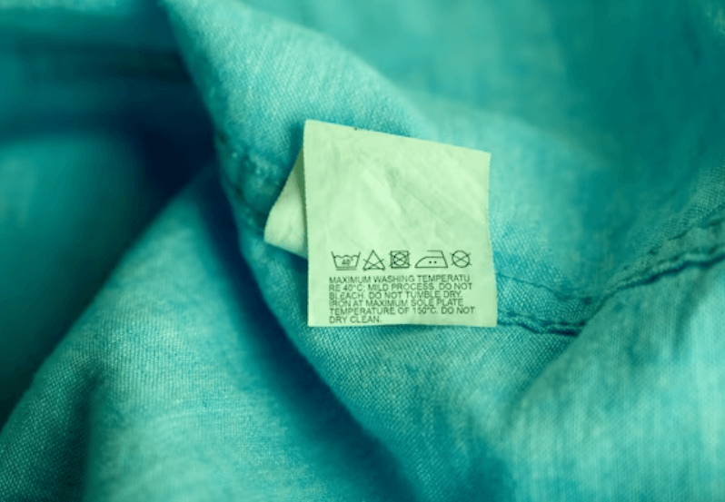 A label on pajamas highlighting 100% Organic