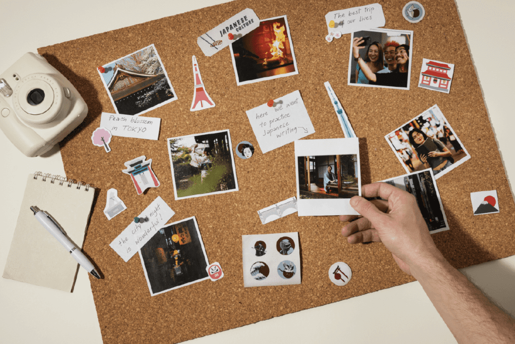 A mood board filled with photos from various countries