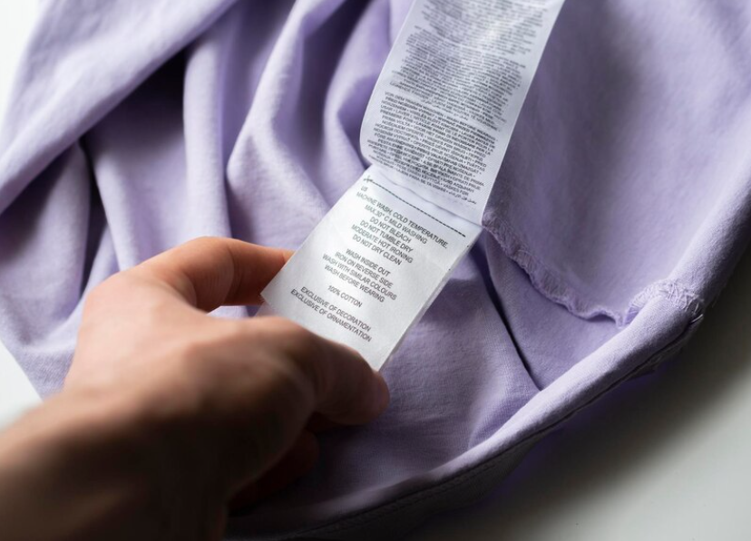 A label on kids' pajamas highlighting its flame-resistant quality