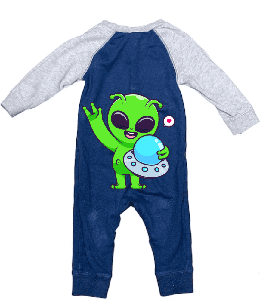 Funky pajama design featuring cute green aliens